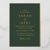 Invitation En Aluminium Élégant Vert foncé Élégant Or Mariage moderne (Recto)