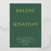 Invitation En Aluminium Élégant Vert moderne minimaliste Mariage (Recto)