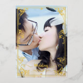 Invitation En Aluminium Elégant Victorian Votre Photo Back & Front Gold (Recto)