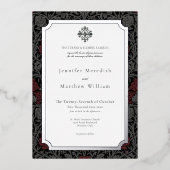 Invitation En Aluminium Élégant Vintage de Moody Botanique Mariage (Recto)