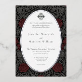 Invitation En Aluminium Élégant Vintage de Moody Botanique Mariage (Recto)