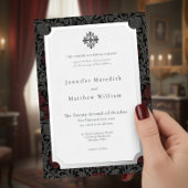 Invitation En Aluminium Élégant Vintage de Moody Botanique Mariage