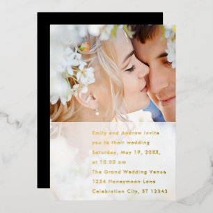 Invitation En Aluminium Elégant Vintage moderne Gold Photo Mariage Foi