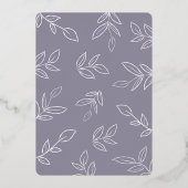 Invitation En Aluminium Élégant violet doux minimal Mariage de feuille d'a (Verso)