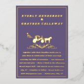 Invitation En Aluminium Élégant violet et Mariage or (Recto)