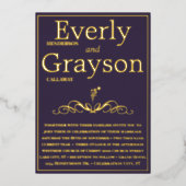 Invitation En Aluminium Élégant violet et Mariage or (Recto)