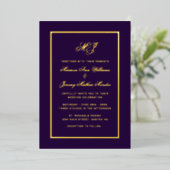 Invitation En Aluminium Élégant violet or Calligraphie Mariage de script (Debout devant)