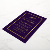 Invitation En Aluminium Élégant violet or Calligraphie Mariage de script (Rotation)