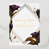 Invitation En Aluminium Élégant Violet violet Calla Lilly Floral (Verso)
