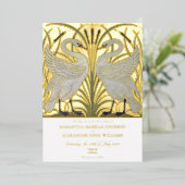 Invitation En Aluminium Elégant Walter Crane Swan Pair Romantique Mariage (Debout devant)