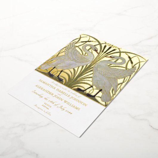 Invitation En Aluminium Elégant Walter Crane Swan Pair Romantique Mariage (Rotation)