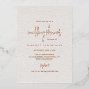 Invitation En Aluminium Elégant Wedding shower beige Rose or