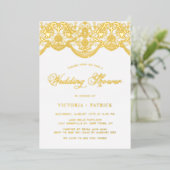 Invitation En Aluminium Élégant Wedding shower floral Brocade Lace (Debout devant)
