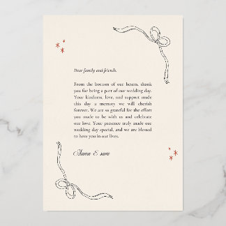 Invitation En Aluminium Elegant Wedding Thank-You Card – Ribbon Corners wi
