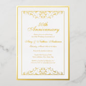 Invitation En Aluminium Élégant White Gold Swirl 50e anniversaire Mariage (Recto)