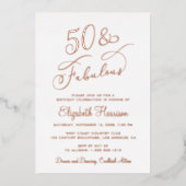 Invitation En Aluminium Elégante 50 Et Fabuleuse 50e fête d'anniversaire (Recto)