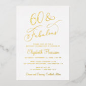 Invitation En Aluminium Élégante 60 Et Fabuleuse 60e fête d'anniversaire (Recto)
