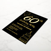 Invitation En Aluminium Élégante 60e fête d'anniversaire Real Gold (Rotation)
