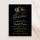 Invitation En Aluminium Elégante 90 Et Fabuleuse Black 90th Birthday Party<br><div class="desc">Élégante invitation de fête noire de 90ème anniversaire avec "90 & Fabulous" et son nom dans des scripts de calligraphie stylisés et les détails de l'événement en lettres modernes simples,  le tout rendu dans votre choix d'or véritable,  argent ou feuille d'or rose.</div>
