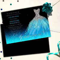 Elégante Aqua Espagne Gown Quinceañera - Argent