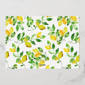 Invitation En Aluminium Elégante aquarelle citron photo vert foncé (Verso)