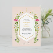 Invitation En Aluminium Elégante aquarelle monogramme Mariage floral Foi (Debout devant)