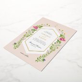 Invitation En Aluminium Elégante aquarelle monogramme Mariage floral Foi (Rotation)