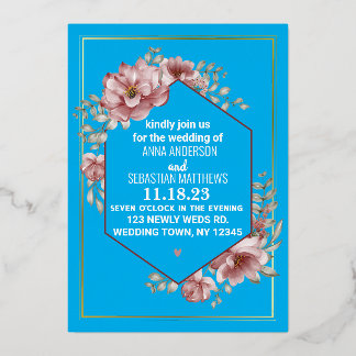 Invitation En Aluminium Elégante aquarelle neutre Mariage floral I