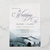 Invitation En Aluminium Elégante aquarelle paysage Aventure Mariage Foi (Recto)