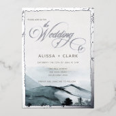 Invitation En Aluminium Elégante aquarelle paysage Mariage d'aventure (Recto)