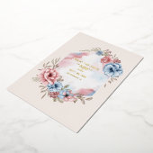 Invitation En Aluminium Elégante aquarelle rose et bleu Florals Mariage (Rotation)