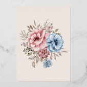 Invitation En Aluminium Elégante aquarelle rose et bleu Florals Mariage (Verso)