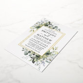 Invitation En Aluminium Elégante aquarelle Verdure Mariage 2 Frame Gold (Rotation)