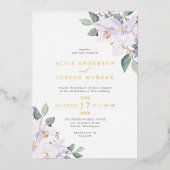 Invitation En Aluminium Elégante aquarelle Verdure & Orchidées Mariage (Recto)