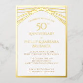 Invitation En Aluminium Elégante Arc Golden 50e fête Mariage Anniversaire (Recto)