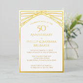 Invitation En Aluminium Elégante Arc Golden 50e fête Mariage Anniversaire (Debout devant)