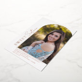 Invitation En Aluminium Elégante Arche Forme Douce 16 Rose Gold Photo (Rotation)