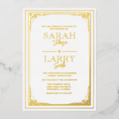 Invitation En Aluminium Elégante bordure or Mariage traditionnel (Recto)