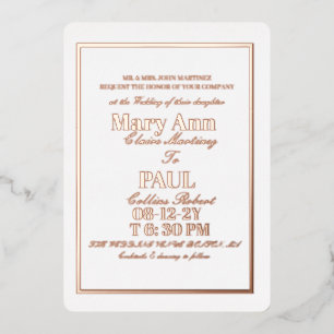 Invitation En Aluminium Elégante bordure or minimaliste