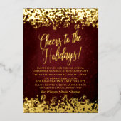 Invitation En Aluminium Elégante Bourgogne avec Gold Confetti Holiday (Recto)