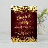 Invitation En Aluminium Elégante Bourgogne avec Gold Confetti Holiday (Debout devant)