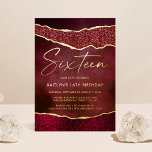 Invitation En Aluminium Élégante Bourgogne Geoed Agate 16e anniversaire Re<br><div class="desc">Célébrez dans le style avec ces vraies invitations élégantes et très branchées à 16e anniversaire. Le design est facile à personnaliser avec votre libellé d'événement spécial et vos invités seront ravis quand ils reçoivent ces invitations fabuleux.</div>