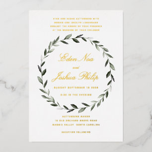 Invitation En Aluminium Élégante Branche traditionnelle d'olive Wreath II 