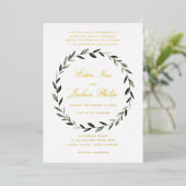 Invitation En Aluminium Élégante Branche traditionnelle d'olive Wreath II  (Debout devant)