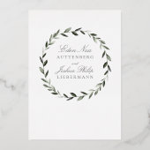 Invitation En Aluminium Élégante Branche traditionnelle d'olive Wreath II  (Verso)