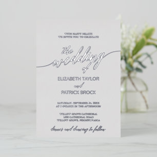 Invitation En Aluminium Élégante calligraphie à huile d'argent   Mariage g