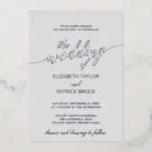 Invitation En Aluminium Élégante calligraphie à huile d'argent | Mariage g (Recto)