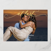 Invitation En Aluminium Élégante calligraphie AT DERNIER photo Enregistrer (Recto)