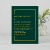 Invitation En Aluminium Élégante calligraphie Emerald Green Mariage or (Debout devant)