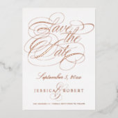 Invitation En Aluminium Élégante calligraphie Enregistrer la date Photo Ro (Recto)